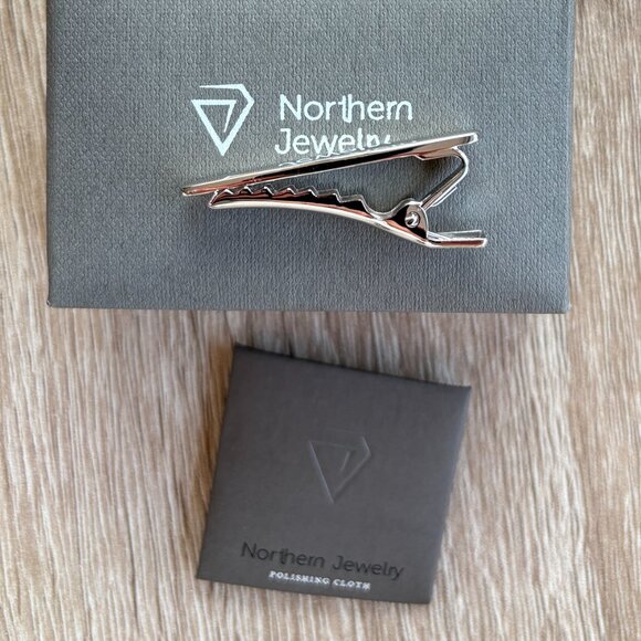 Northern Jewelry Classic 925 Sterling Silver One Inch Tie Bar Clip - Picture 3 of 5